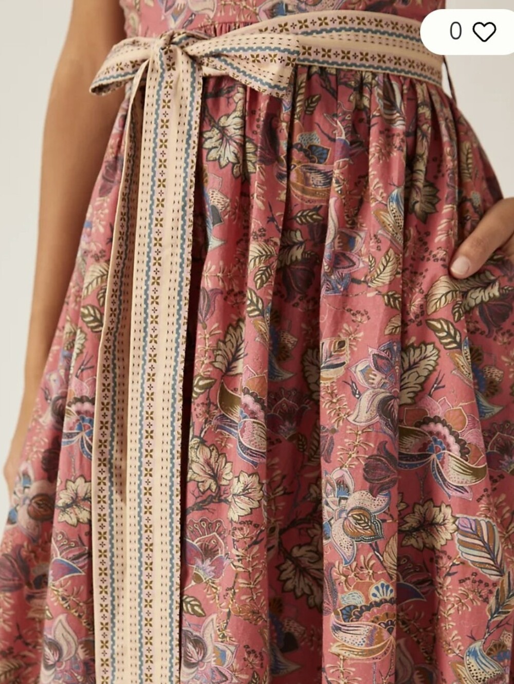 Anthropologie Let Me Be Boho Floral Belted Halter Cotton Maxi Dress, XXS - Picture 4 of 16